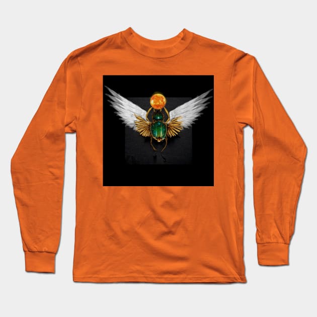 Scarab Long Sleeve T-Shirt by Deisgns by A B Clark 